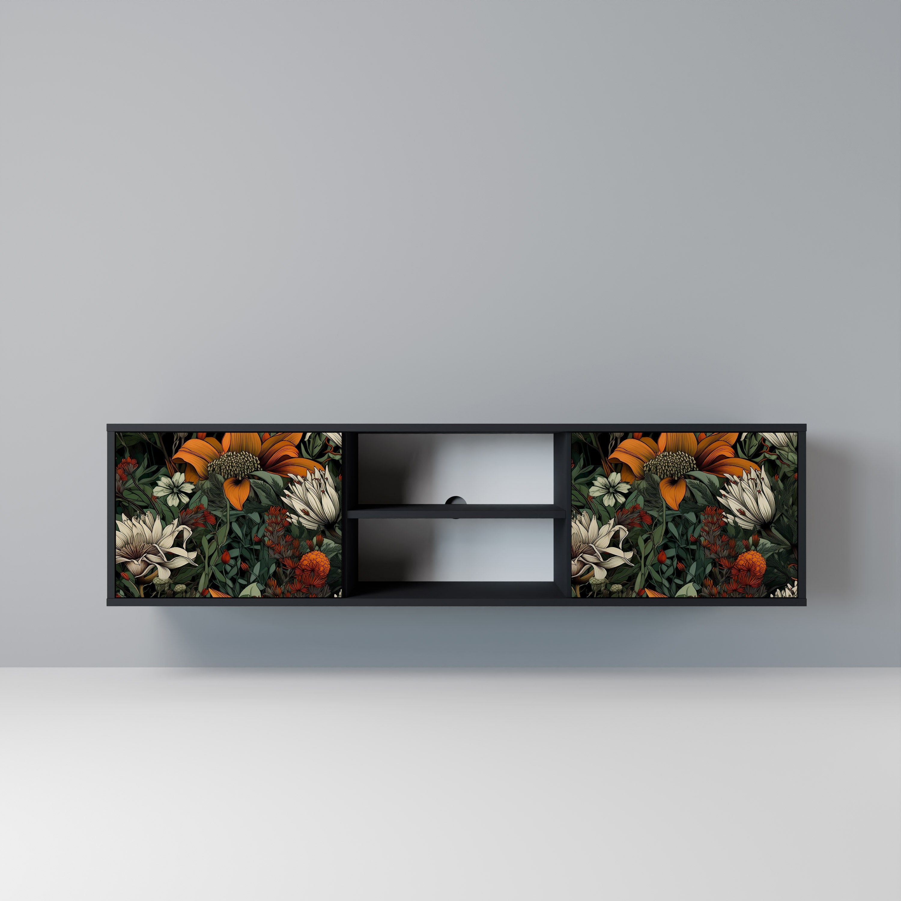 MIDNIGHT SPROUT TV-Lowboard mit 2 Türen in Schwarz