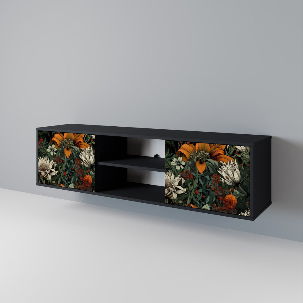 MIDNIGHT SPROUT 2-Door TV Stand in Black Finish