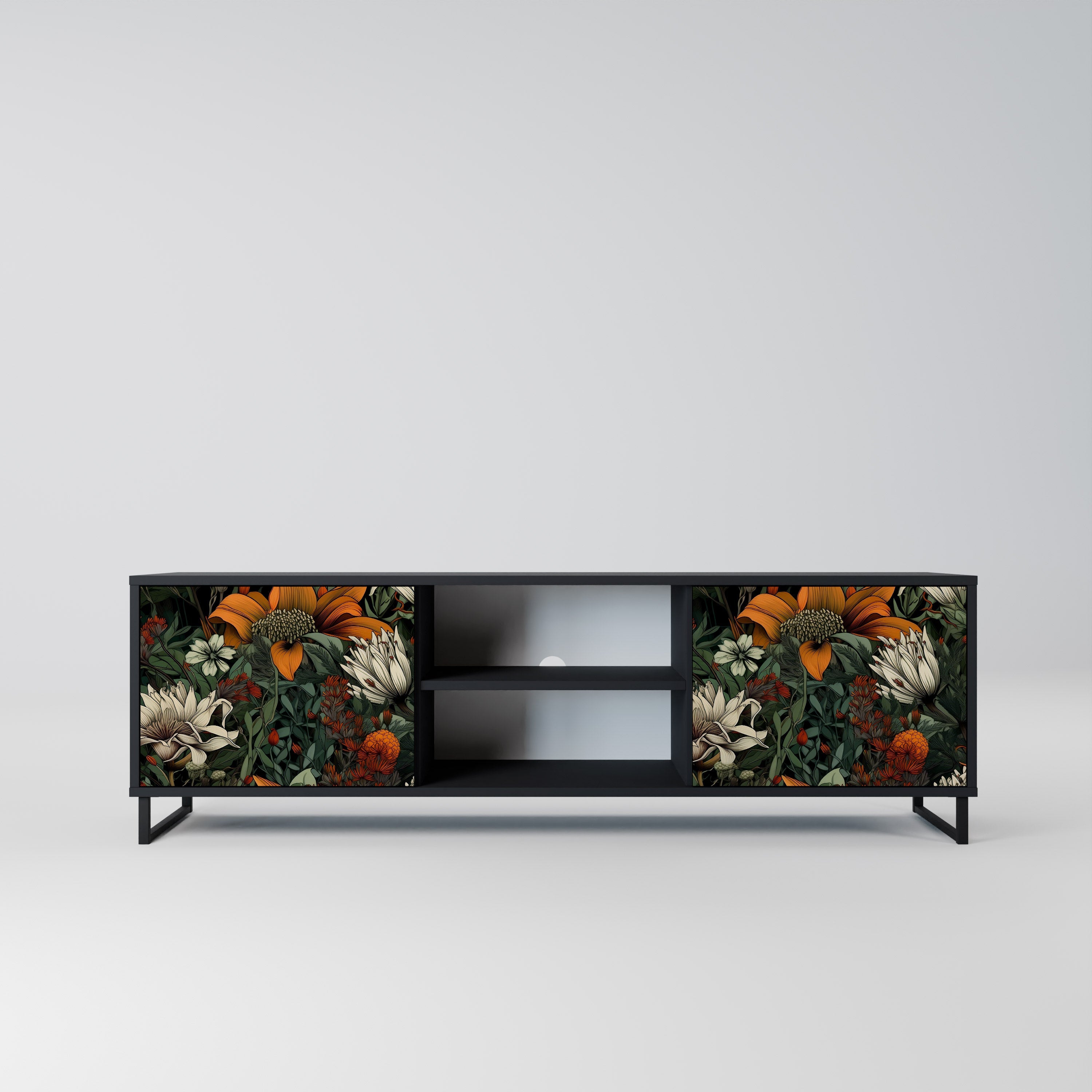 MIDNIGHT SPROUT TV-Lowboard mit 2 Türen in Schwarz