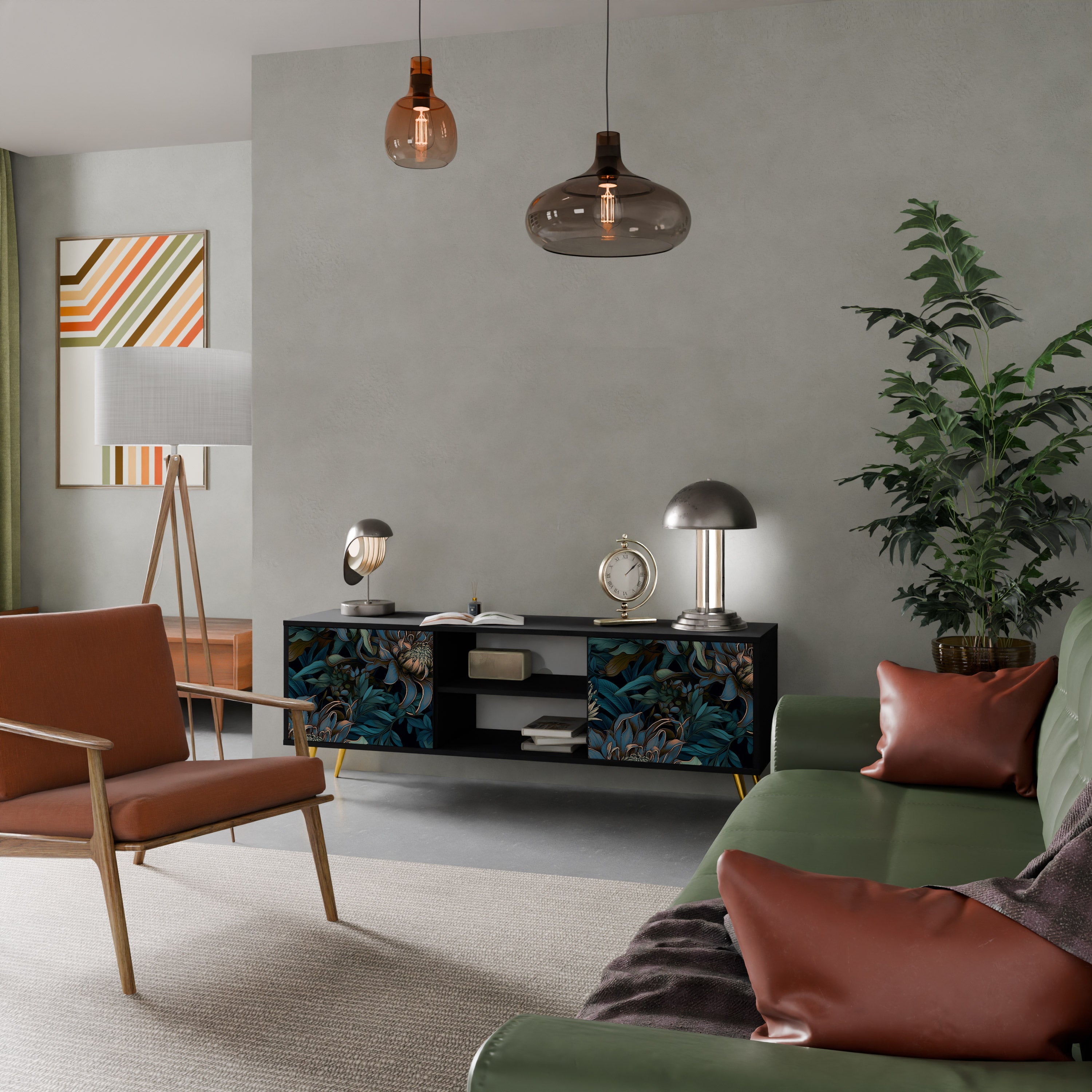 TWILIGHT BLOOM TV-Lowboard mit 2 Türen in Schwarz