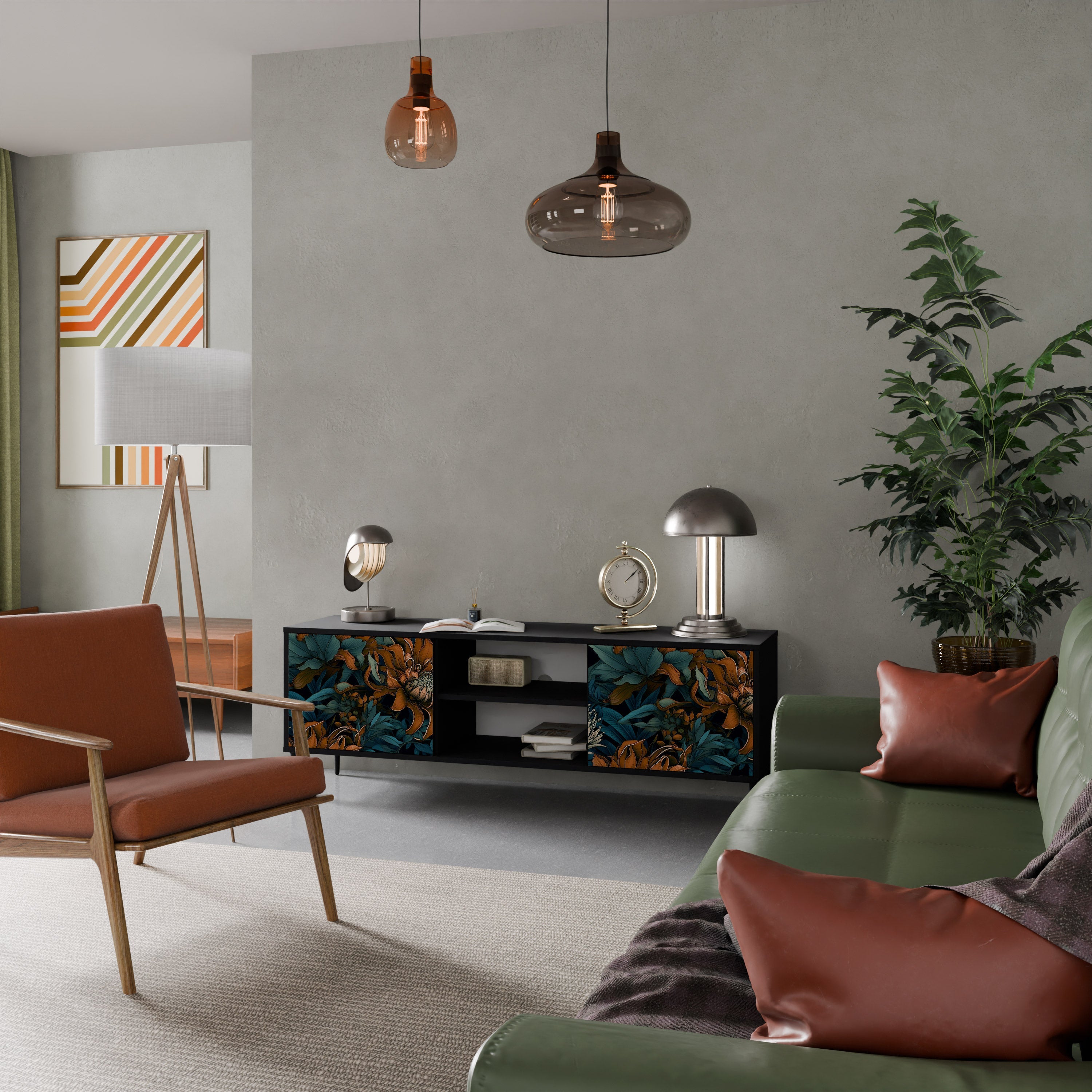 MORNING BLOOM TV-Lowboard mit 2 Türen in Schwarz