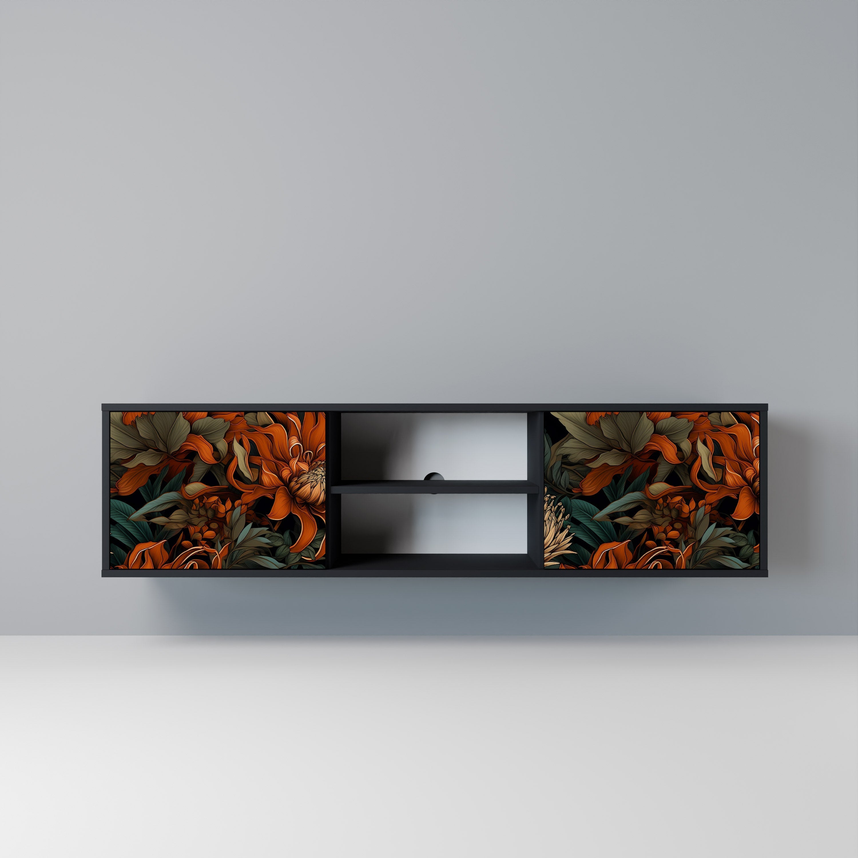 DAWN BLOOM TV-Lowboard mit 2 Türen in Schwarz