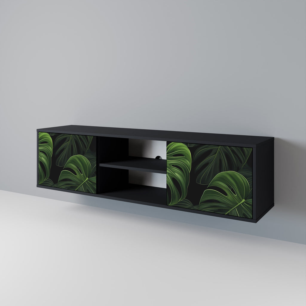 INFINITE MONSTERA 2-Door TV Stand in Black Finish