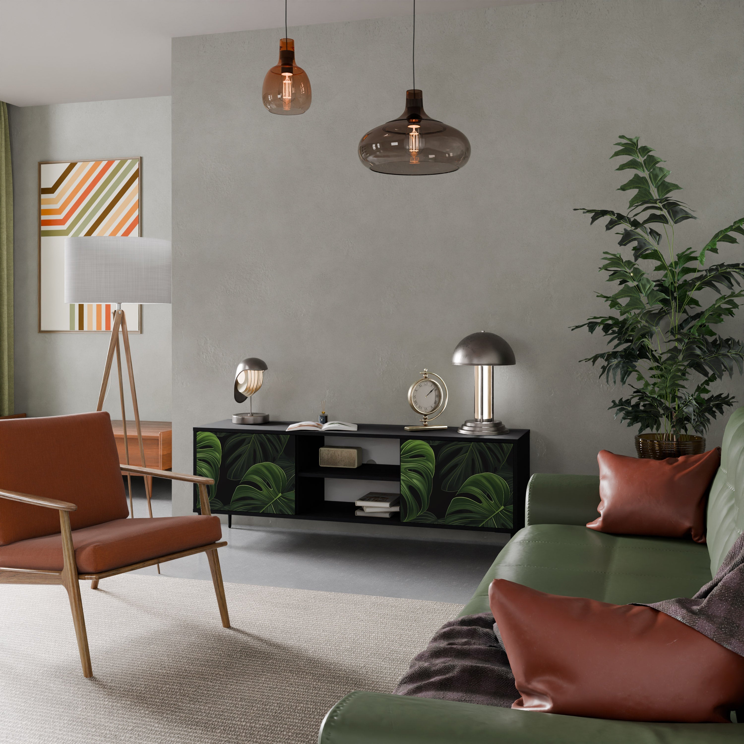 INFINITE MONSTERA TV-Lowboard mit 2 Türen in Schwarz