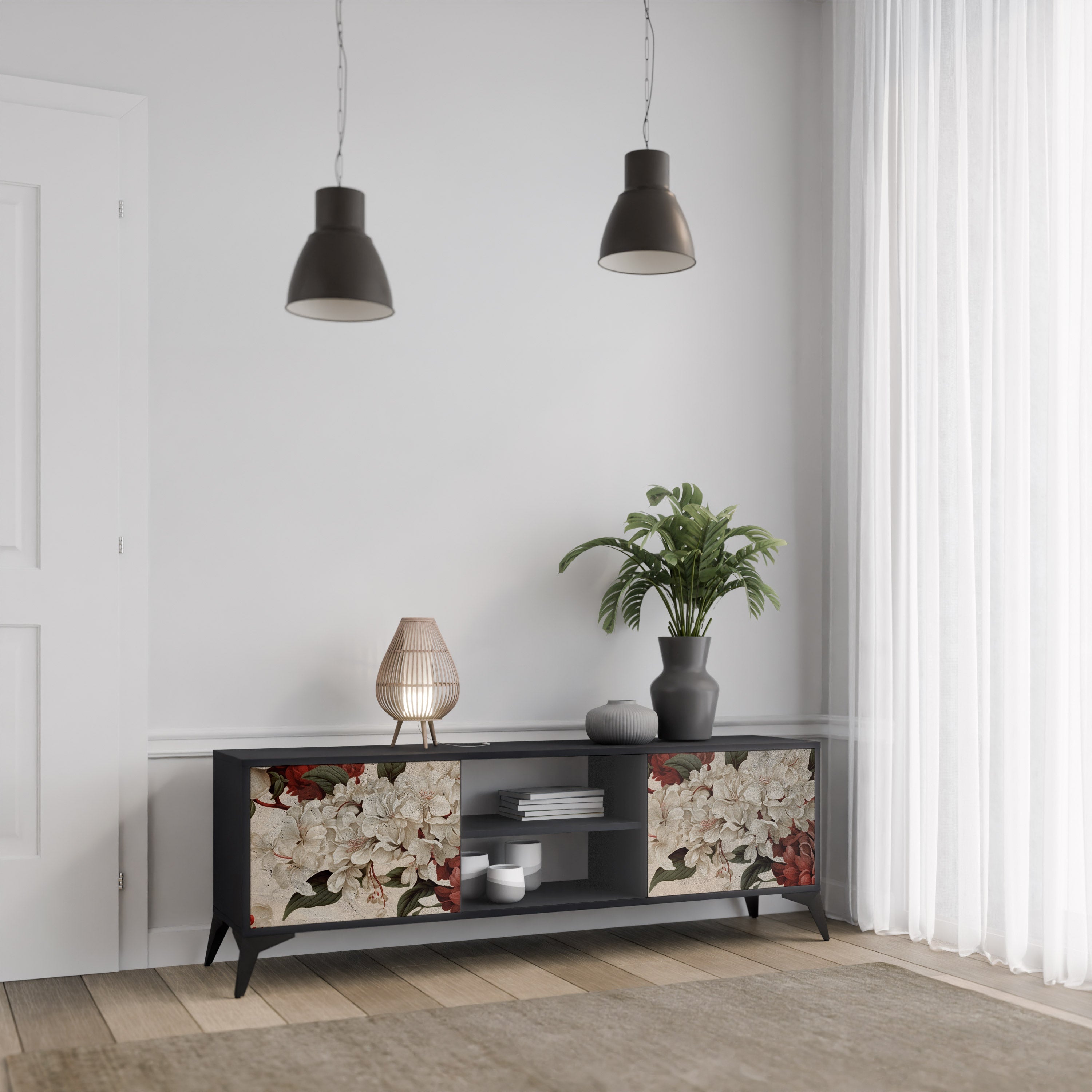 EPHEMERAL DAYS TV-Lowboard mit 2 Türen in Schwarz