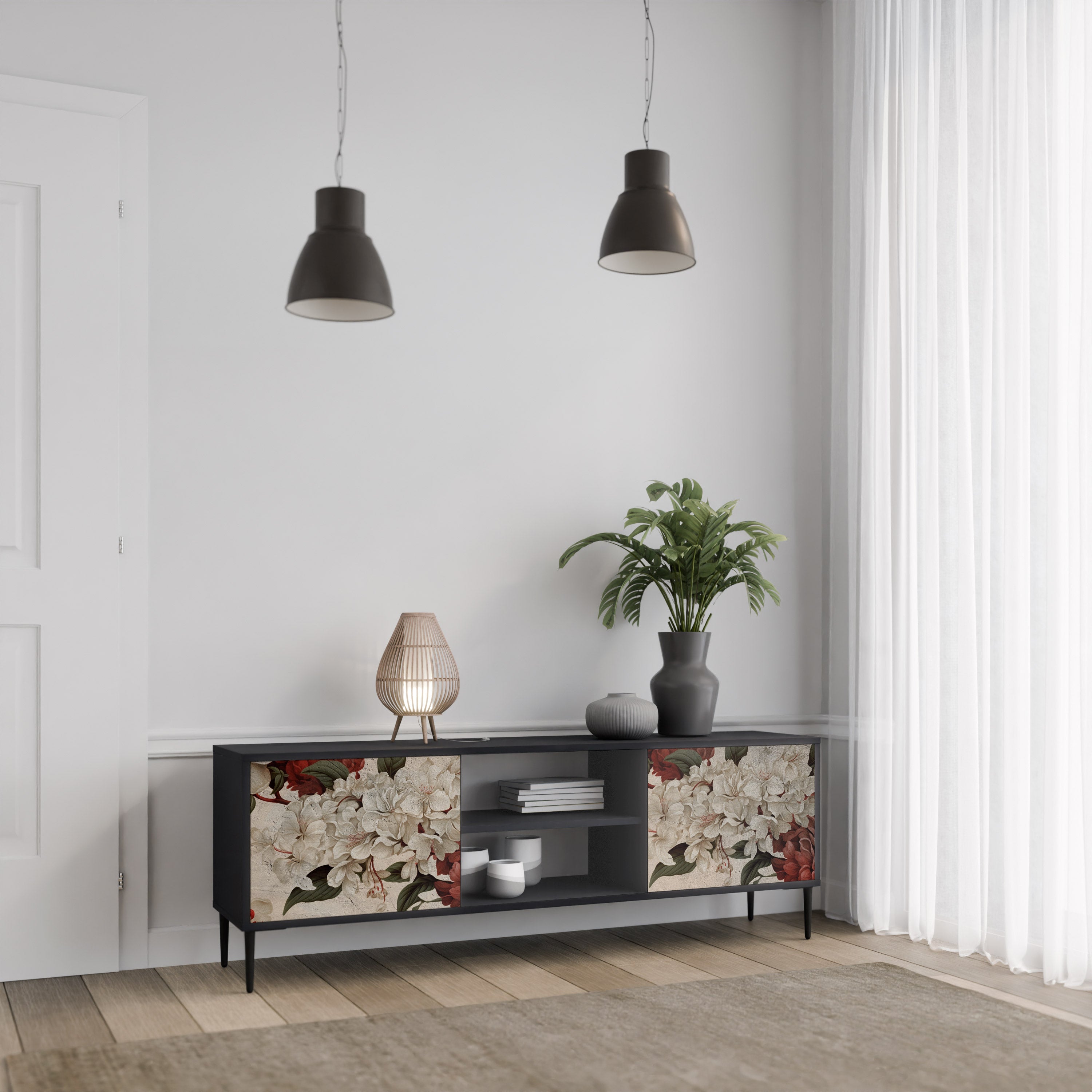 EPHEMERAL DAYS TV-Lowboard mit 2 Türen in Schwarz