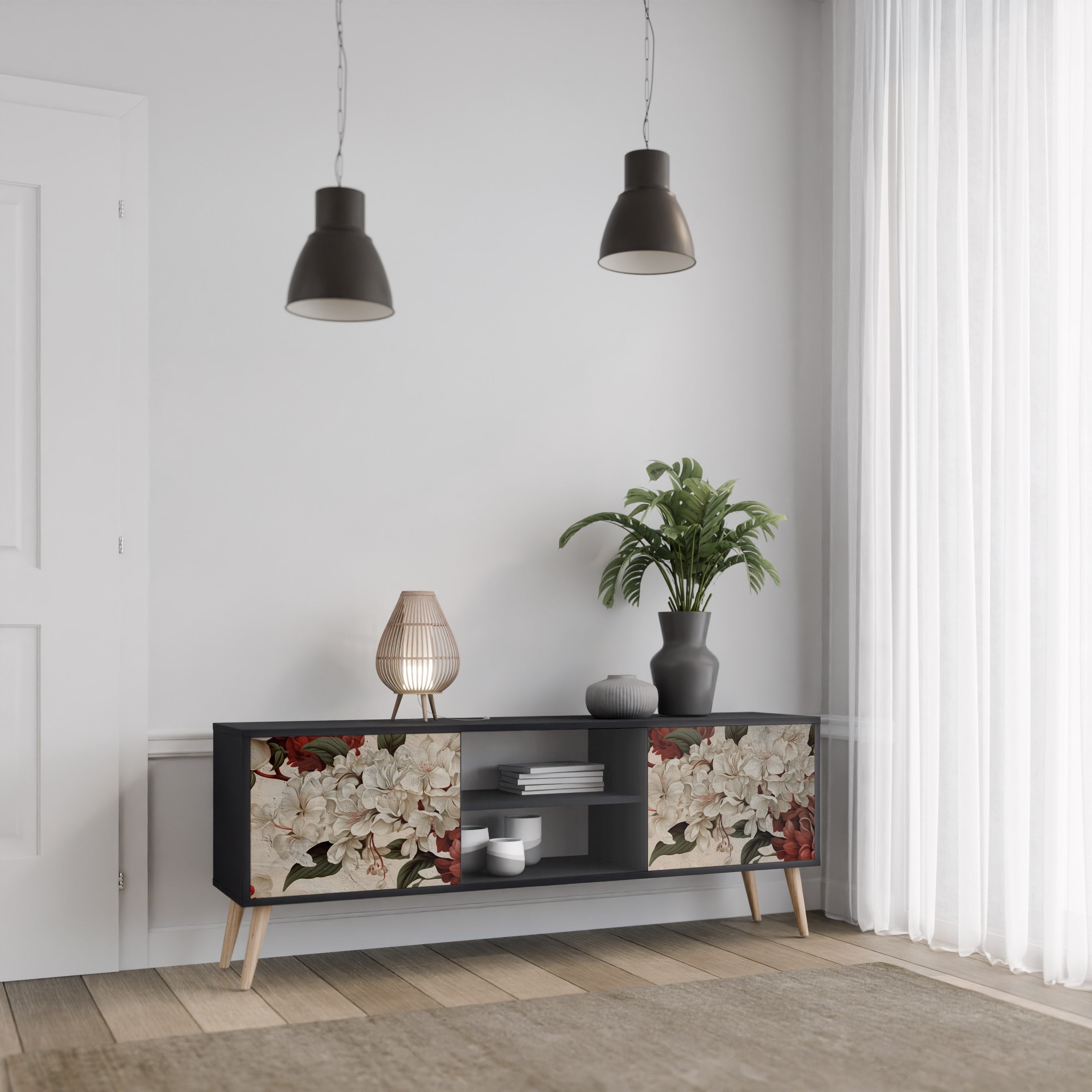 EPHEMERAL DAYS TV-Lowboard mit 2 Türen in Schwarz