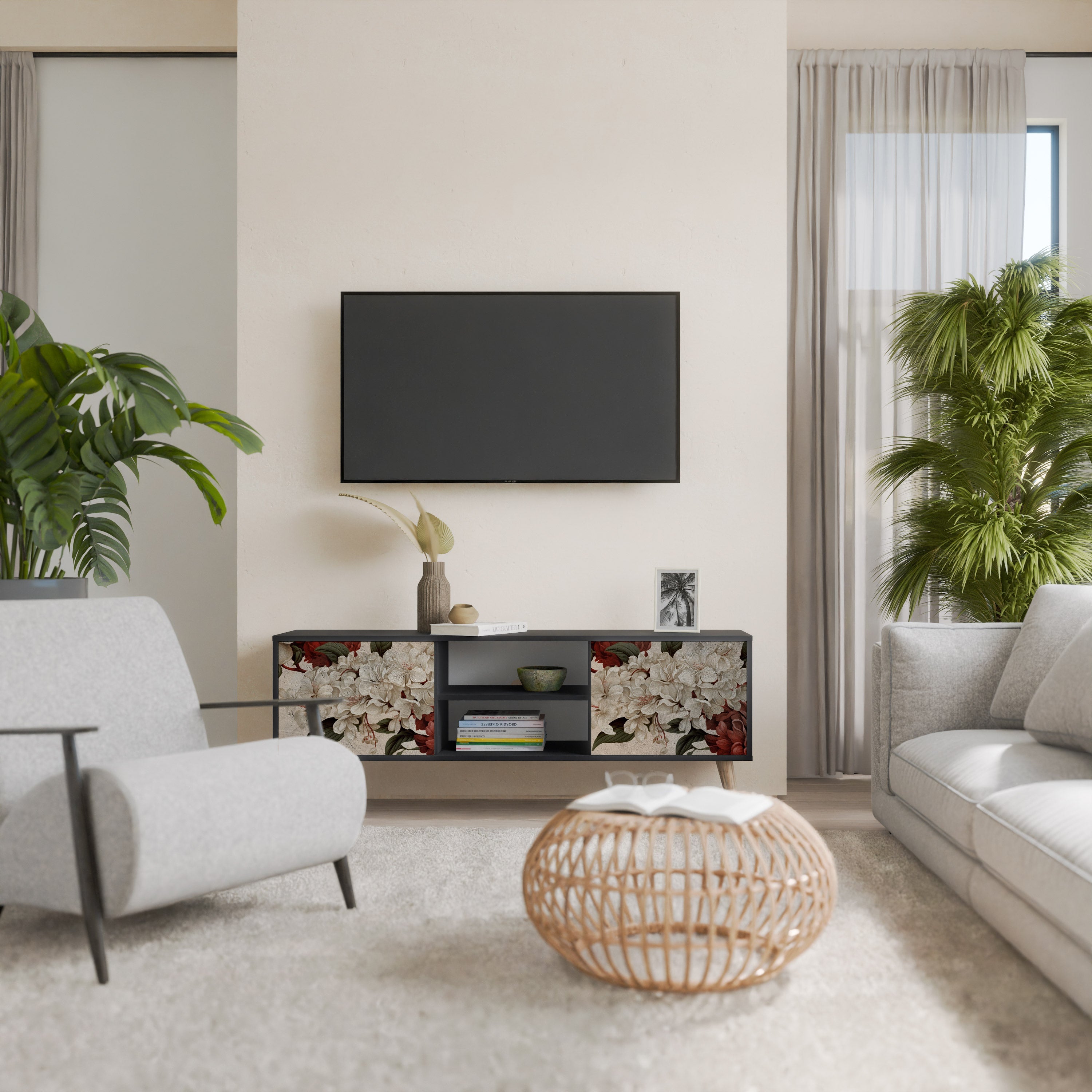 EPHEMERAL DAYS TV-Lowboard mit 2 Türen in Schwarz