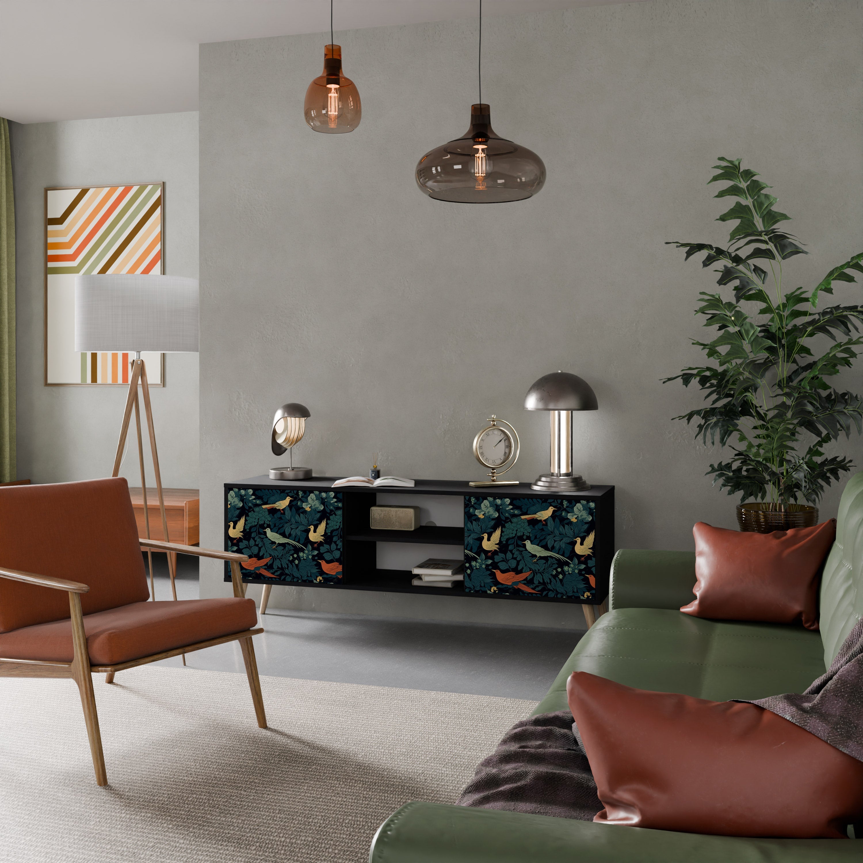 FOWL ORNAMENT TV-Lowboard mit 2 Türen in Schwarz