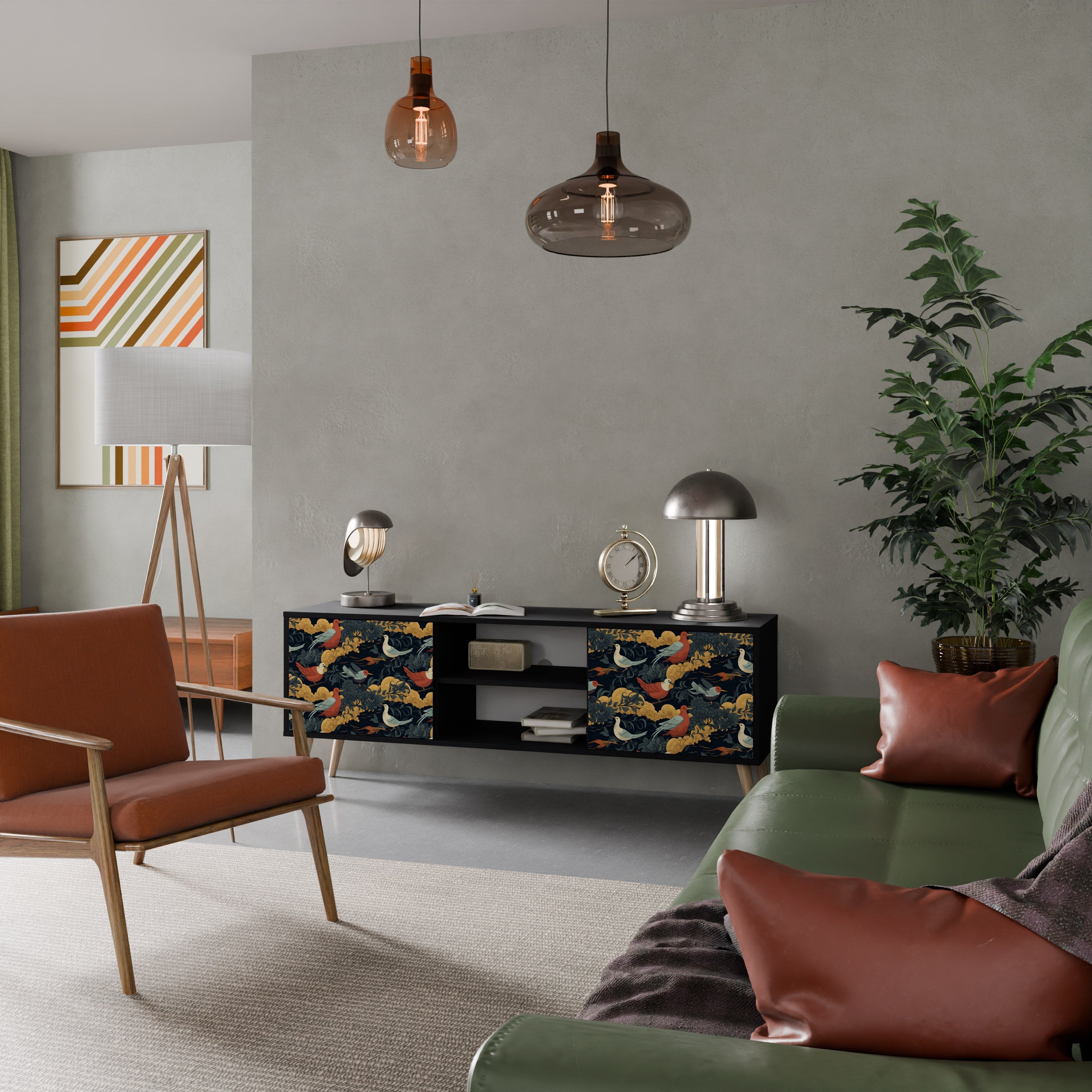 FOWLY DAZE TV-Lowboard mit 2 Türen in Schwarz