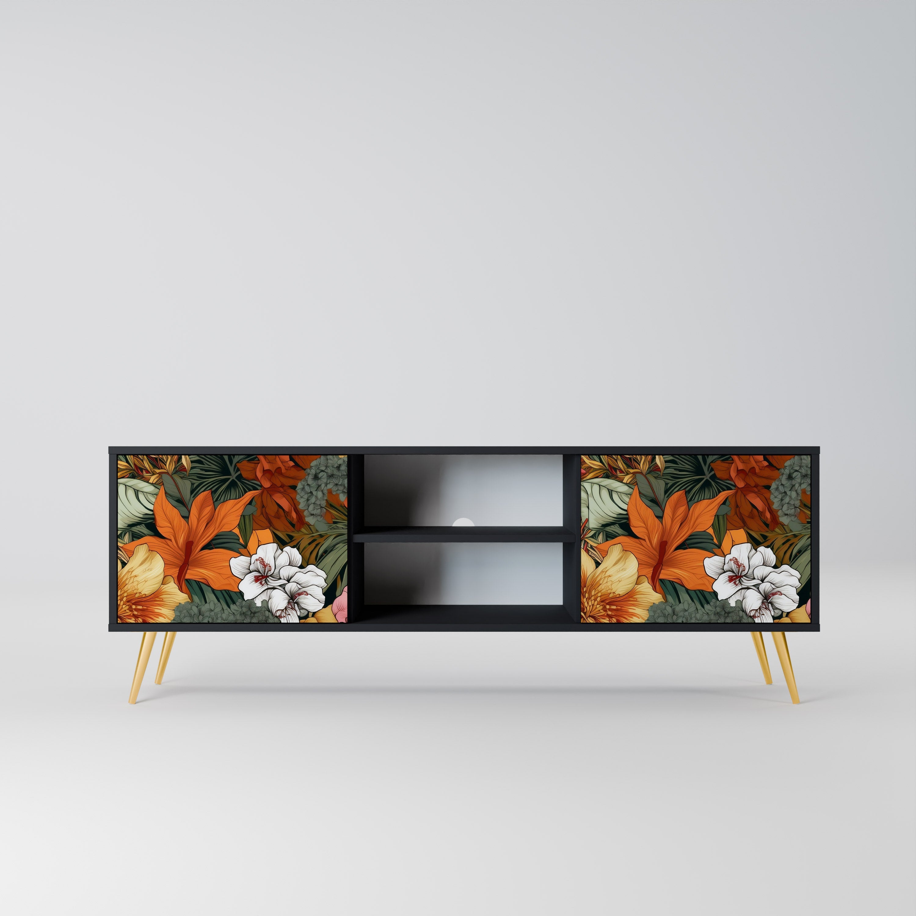 RADIANT FLORA TV-Lowboard mit 2 Türen in Schwarz