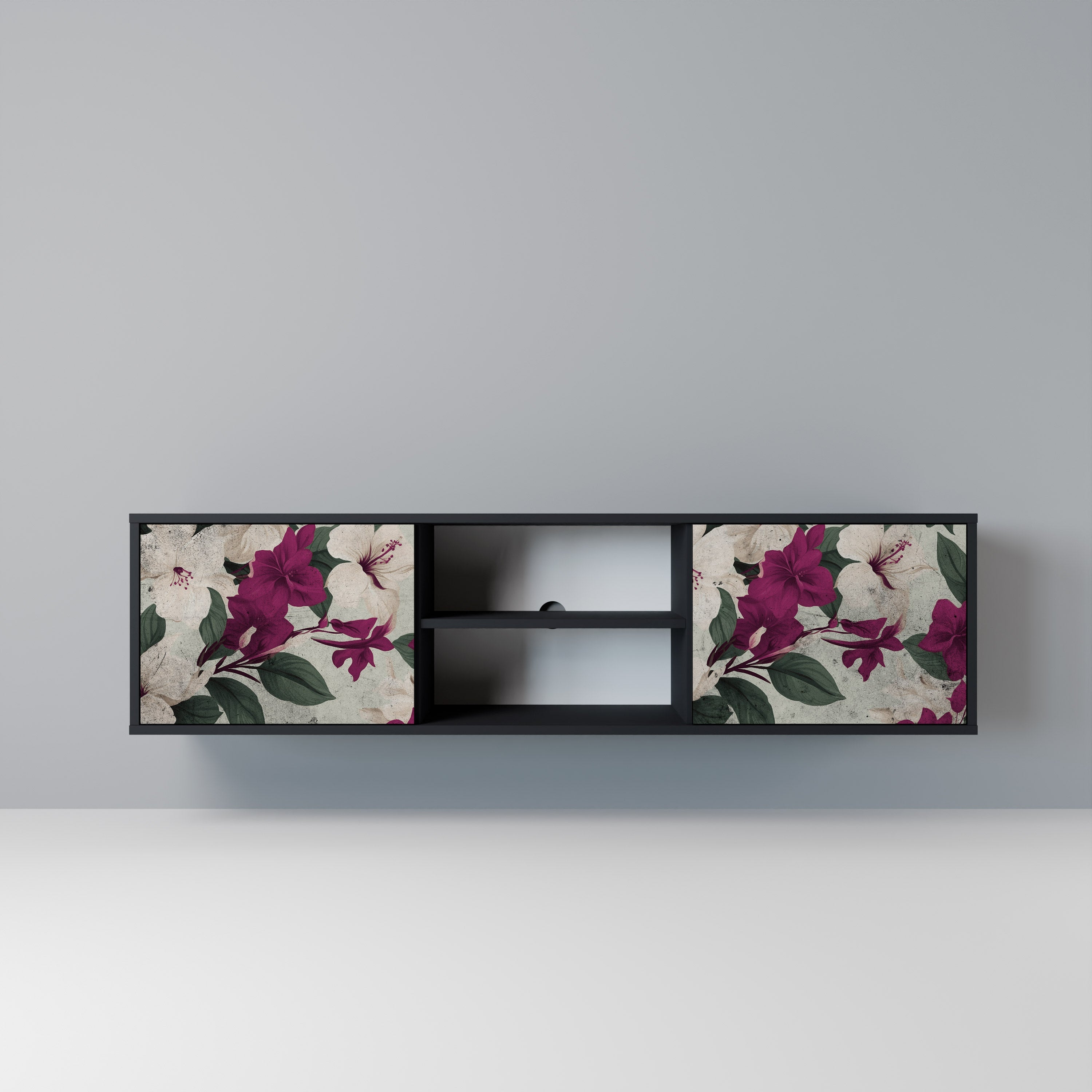 FLOWERET DREAM TV-Lowboard mit 2 Türen in Schwarz