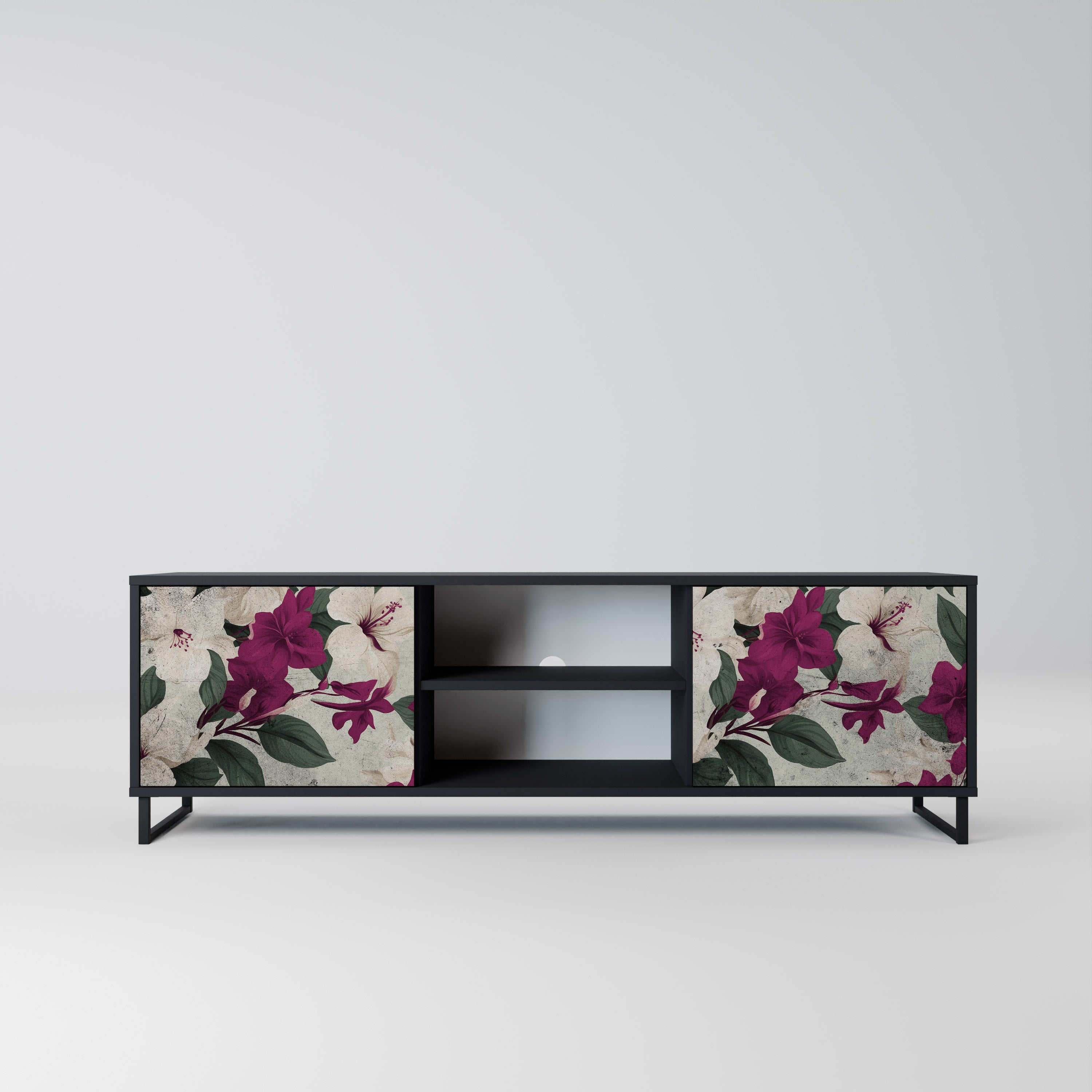 FLOWERET DREAM TV-Lowboard mit 2 Türen in Schwarz