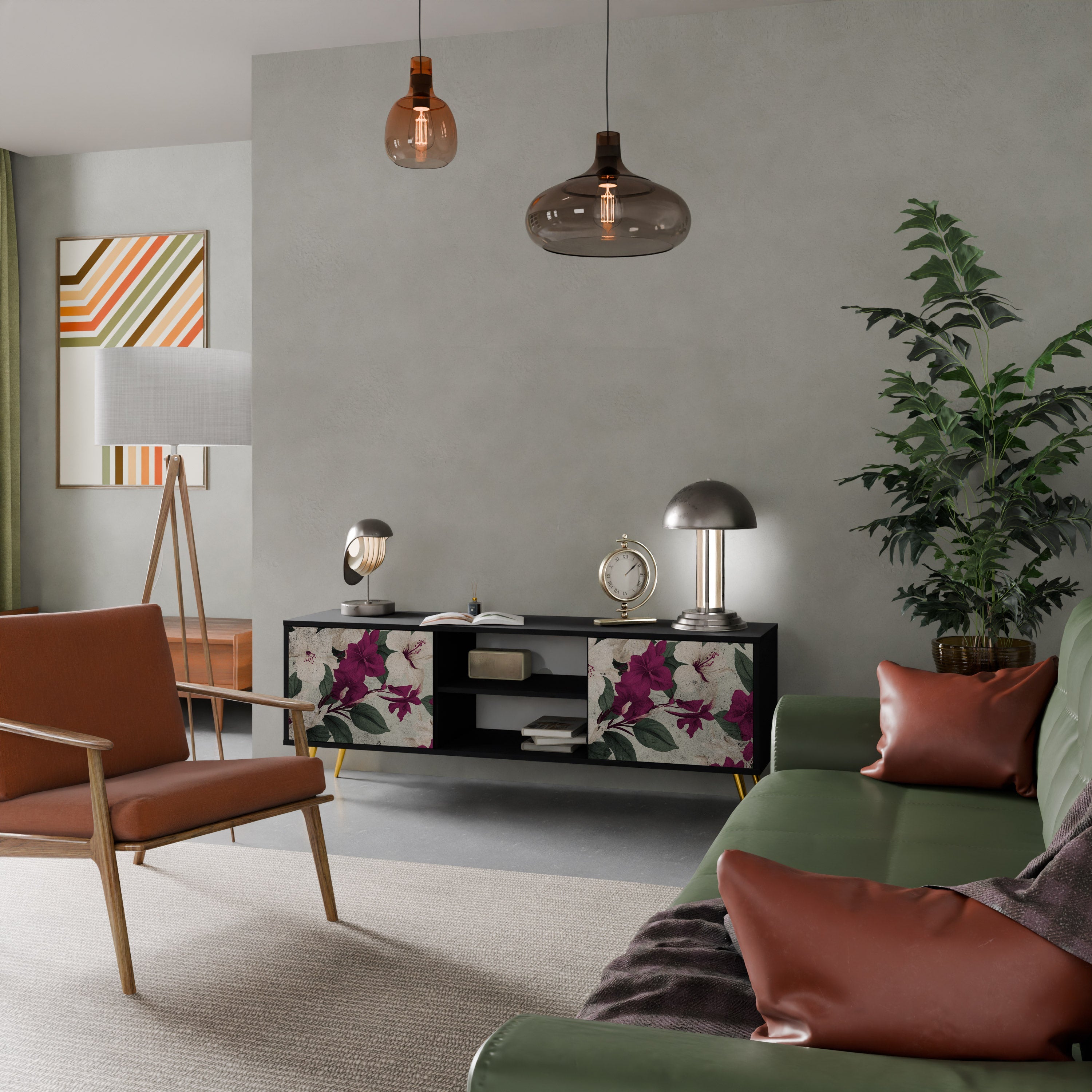 FLOWERET DREAM TV-Lowboard mit 2 Türen in Schwarz