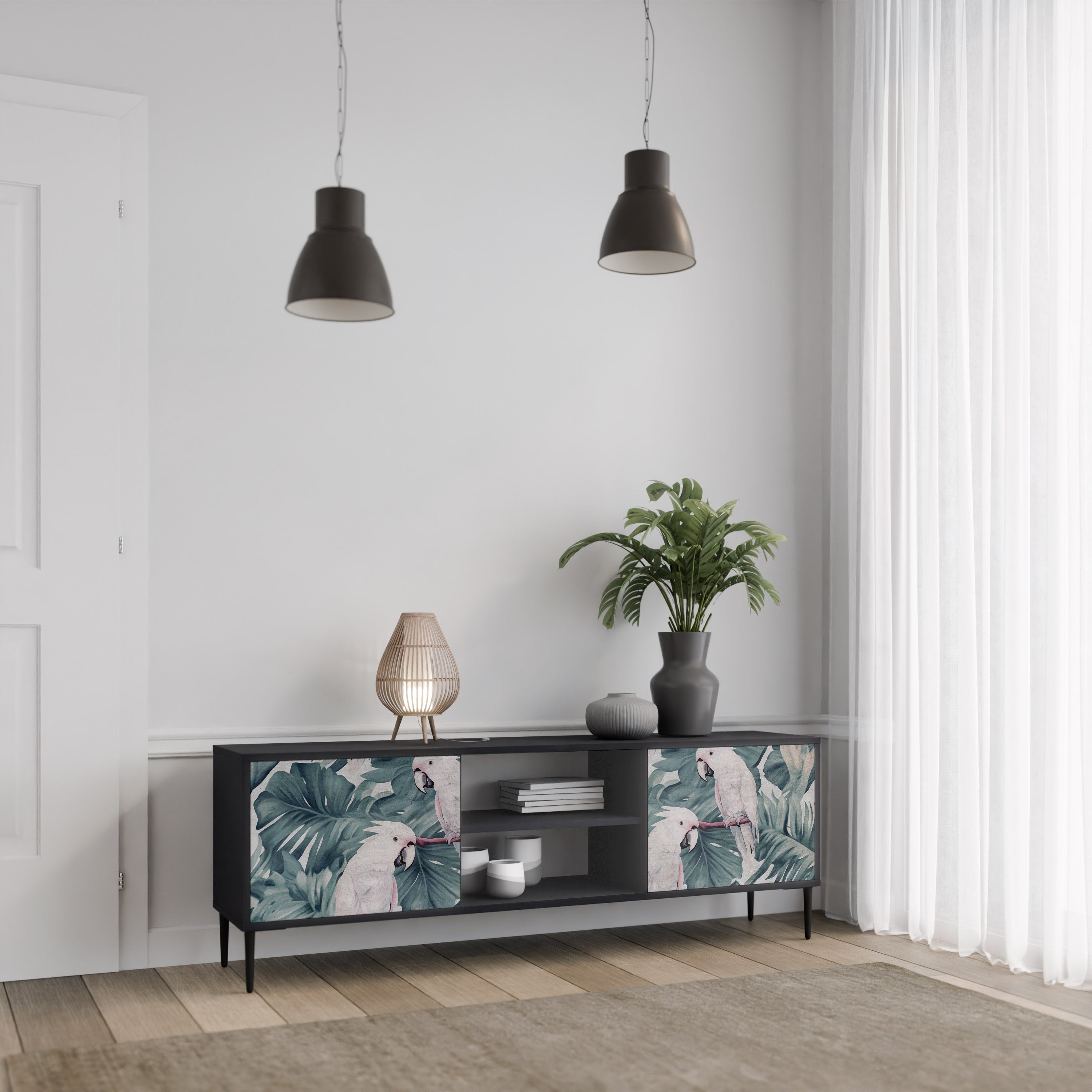 POPINJAY LOOK TV-Lowboard mit 2 Türen in Schwarz