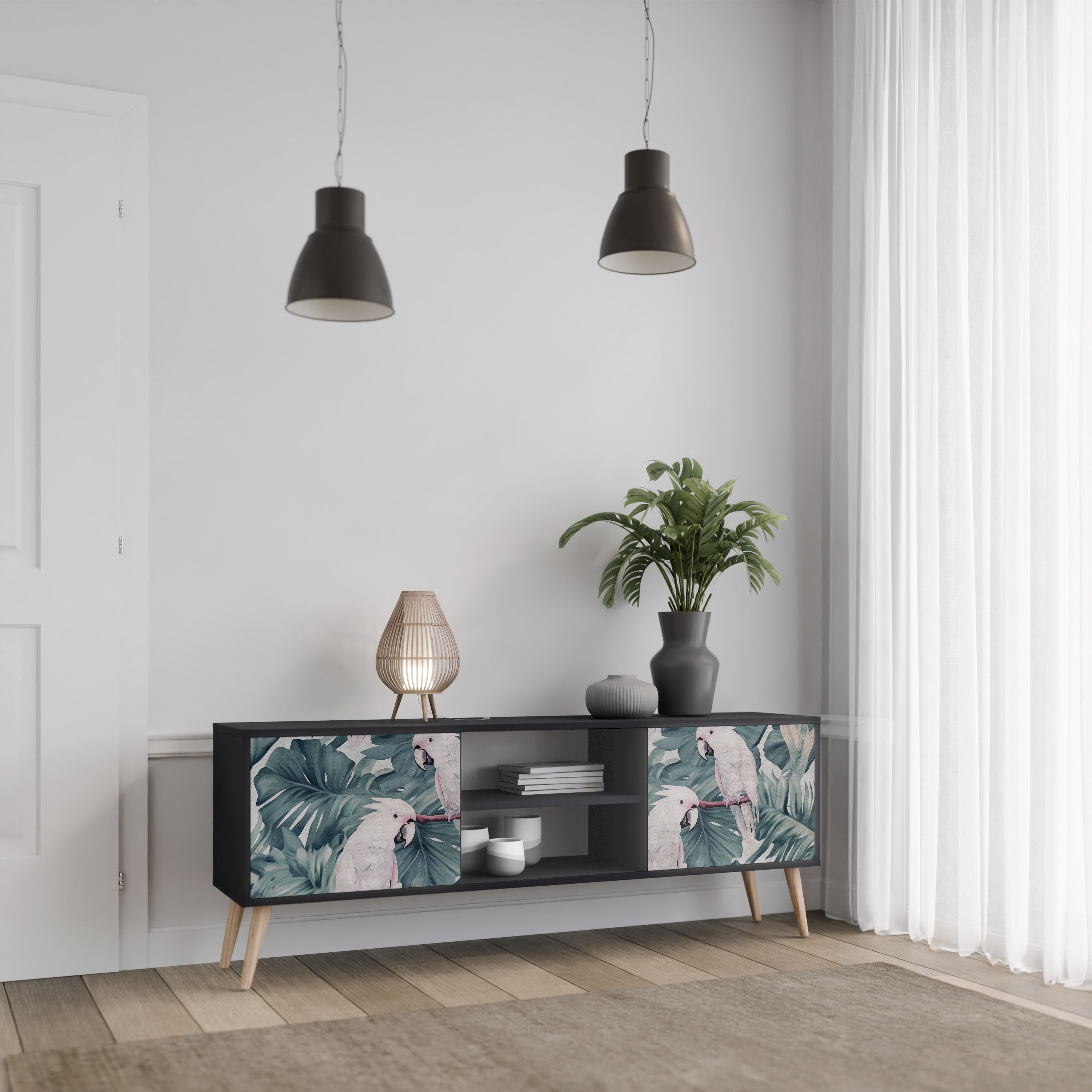 POPINJAY LOOK TV-Lowboard mit 2 Türen in Schwarz