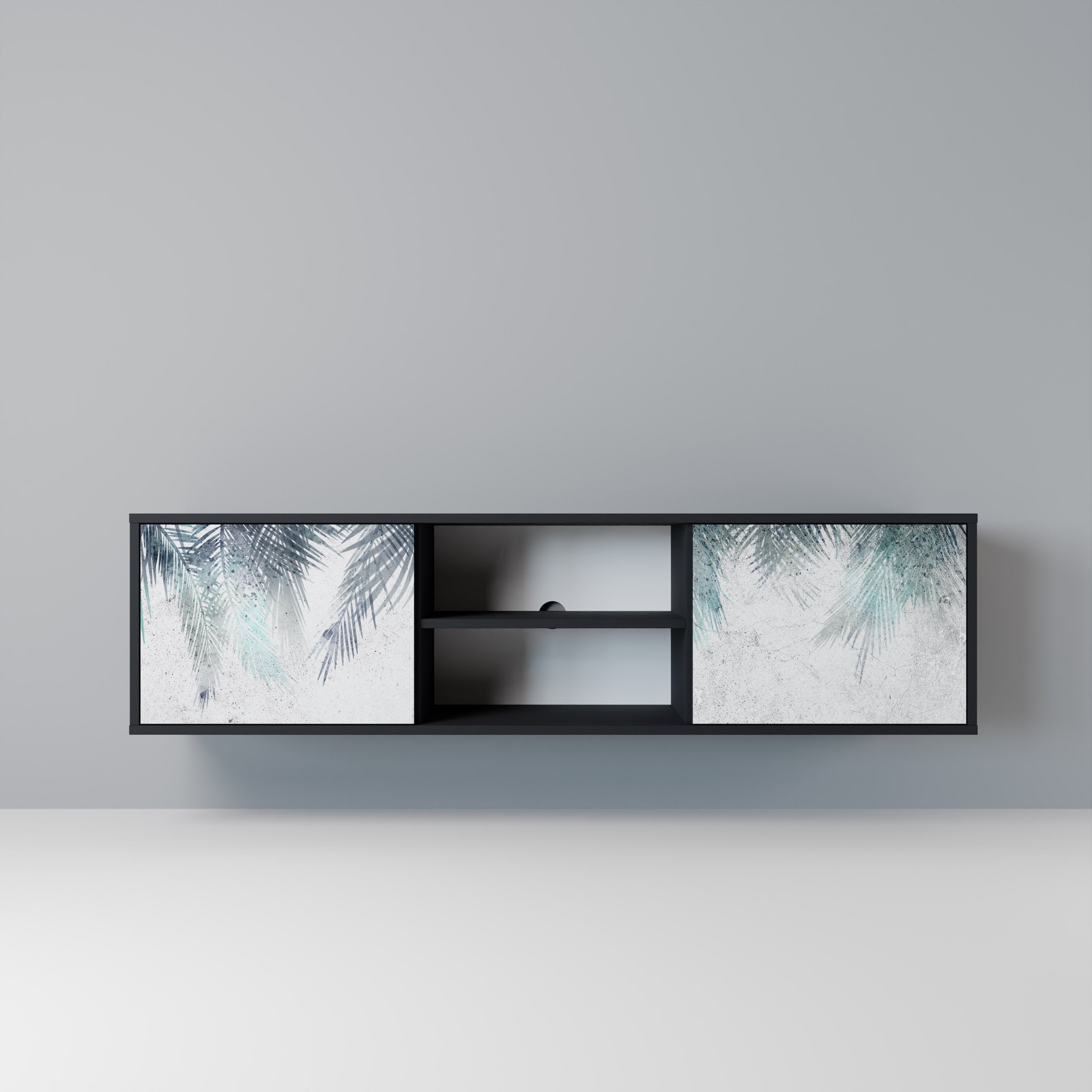 PALM VEIL TV-Lowboard mit 2 Türen in Schwarz