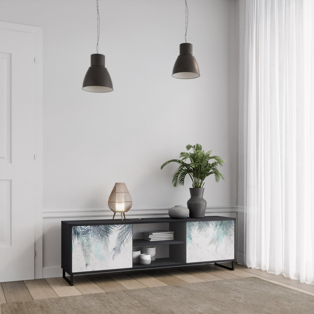 PALM VEIL TV-Lowboard mit 2 Türen in Schwarz