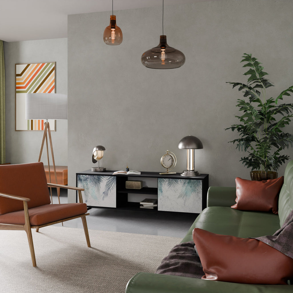 PALM VEIL TV-Lowboard mit 2 Türen in Schwarz