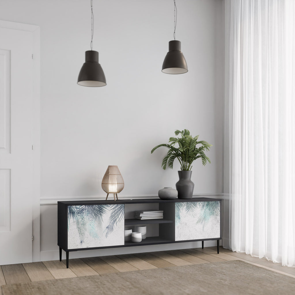 PALM VEIL TV-Lowboard mit 2 Türen in Schwarz