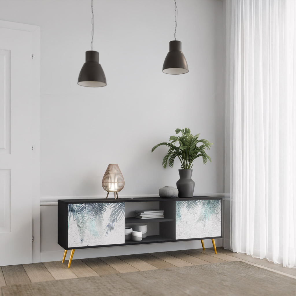 PALM VEIL TV-Lowboard mit 2 Türen in Schwarz