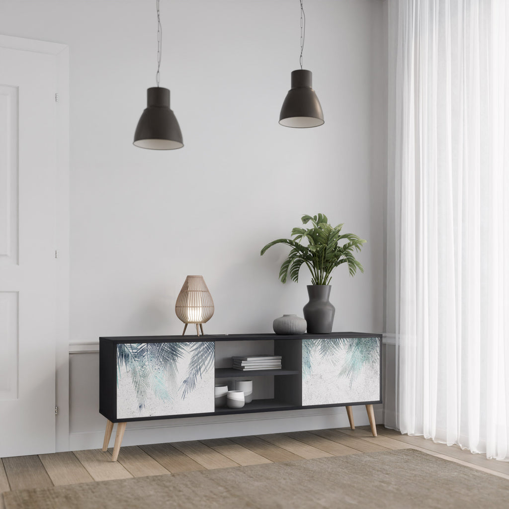 PALM VEIL TV-Lowboard mit 2 Türen in Schwarz