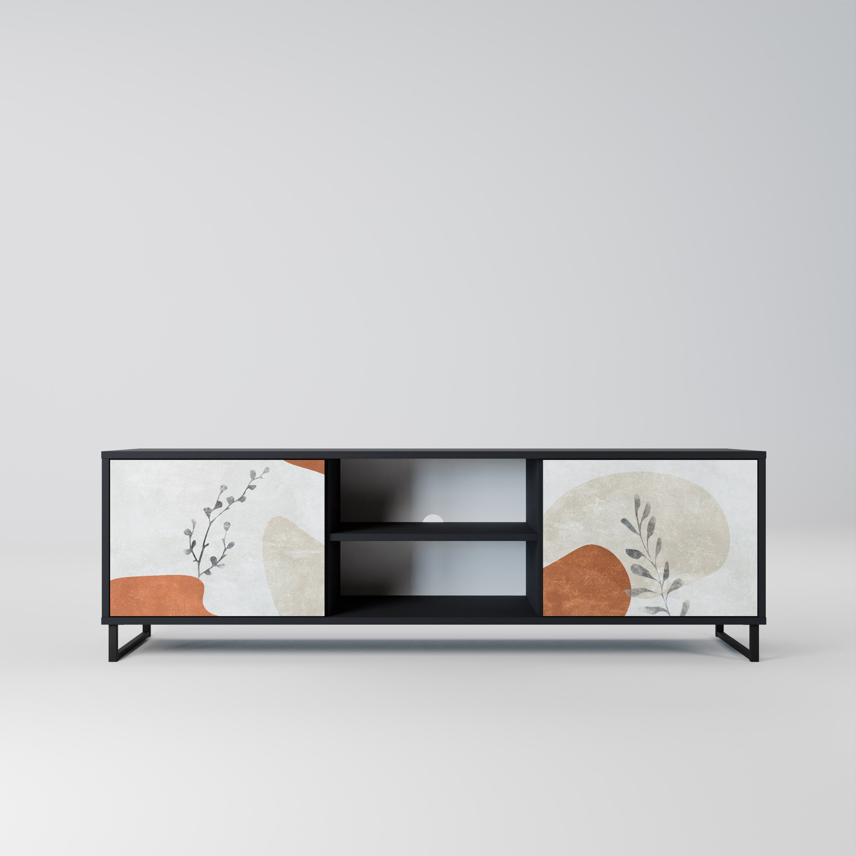 TRANQUIL TWIG TV-Lowboard mit 2 Türen in Schwarz