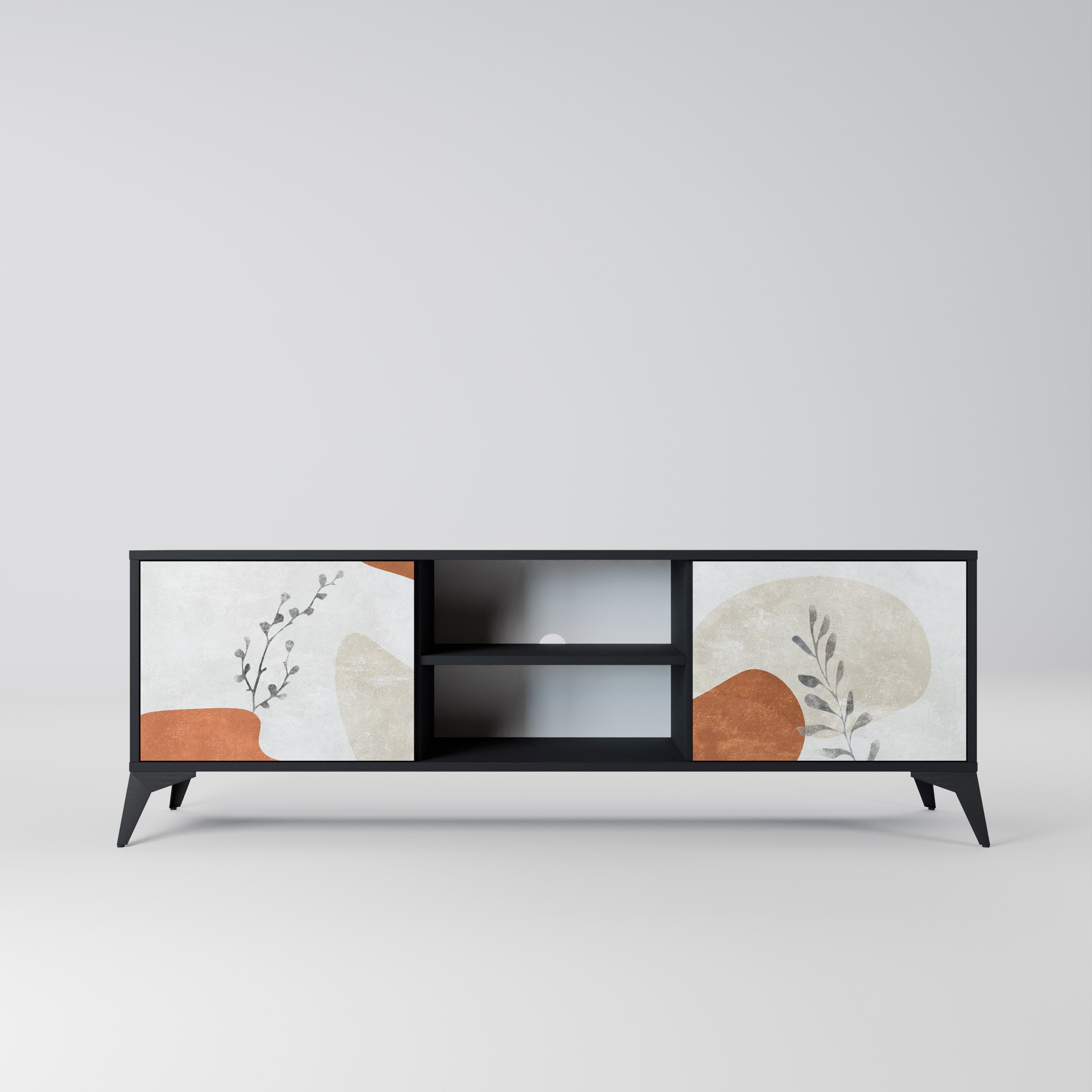 TRANQUIL TWIG TV-Lowboard mit 2 Türen in Schwarz