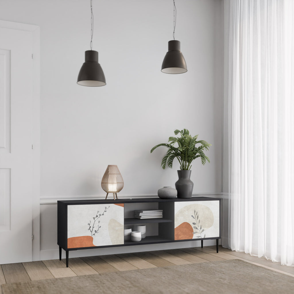 TRANQUIL TWIG TV-Lowboard mit 2 Türen in Schwarz