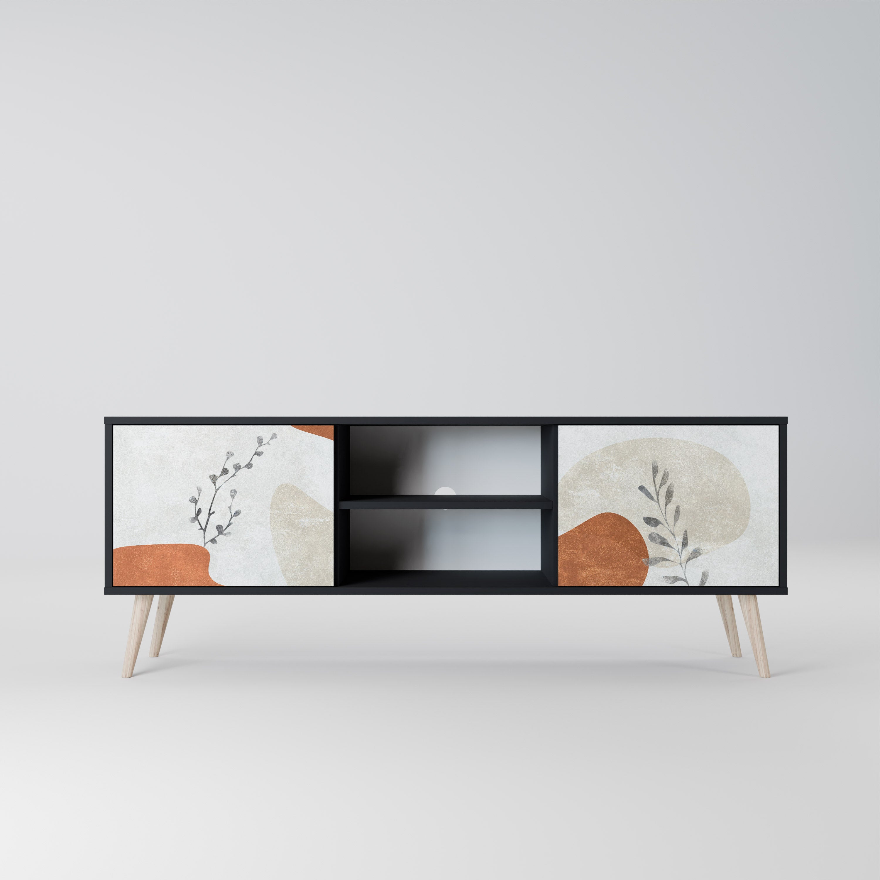 TRANQUIL TWIG TV-Lowboard mit 2 Türen in Schwarz