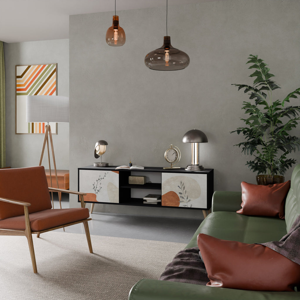 TRANQUIL TWIG TV-Lowboard mit 2 Türen in Schwarz