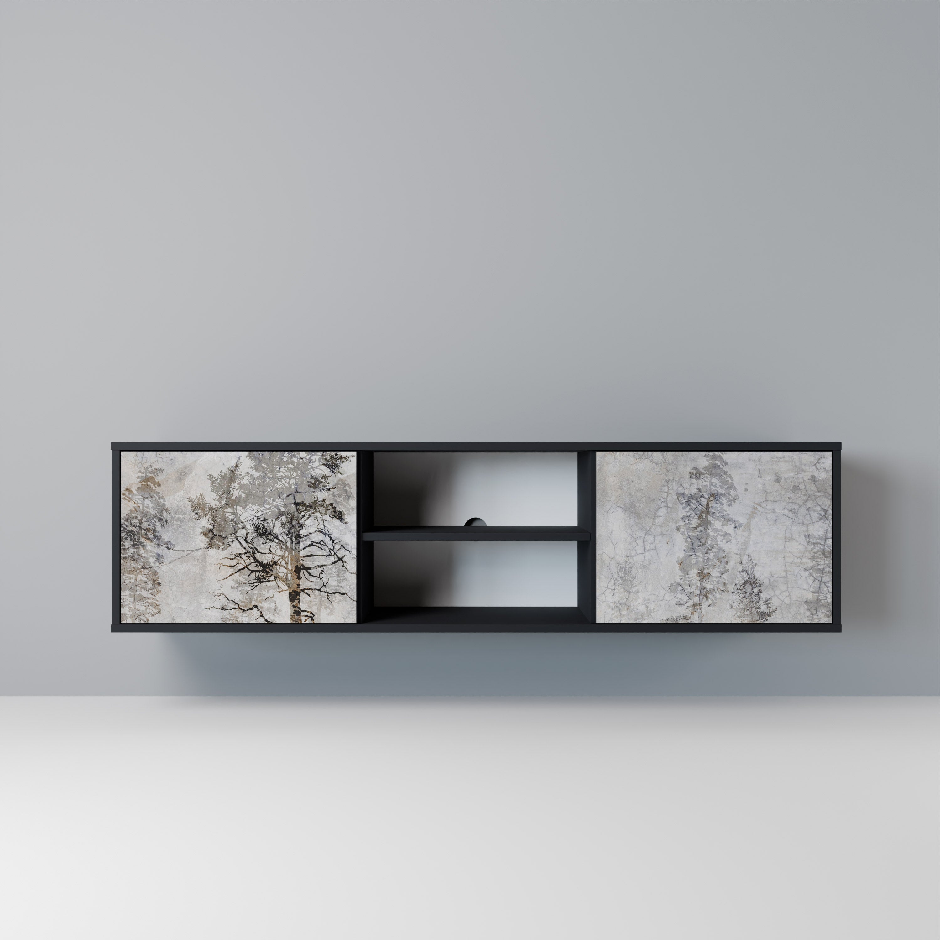 FADE IN THE TREES TV-Lowboard mit 2 Türen in Schwarz