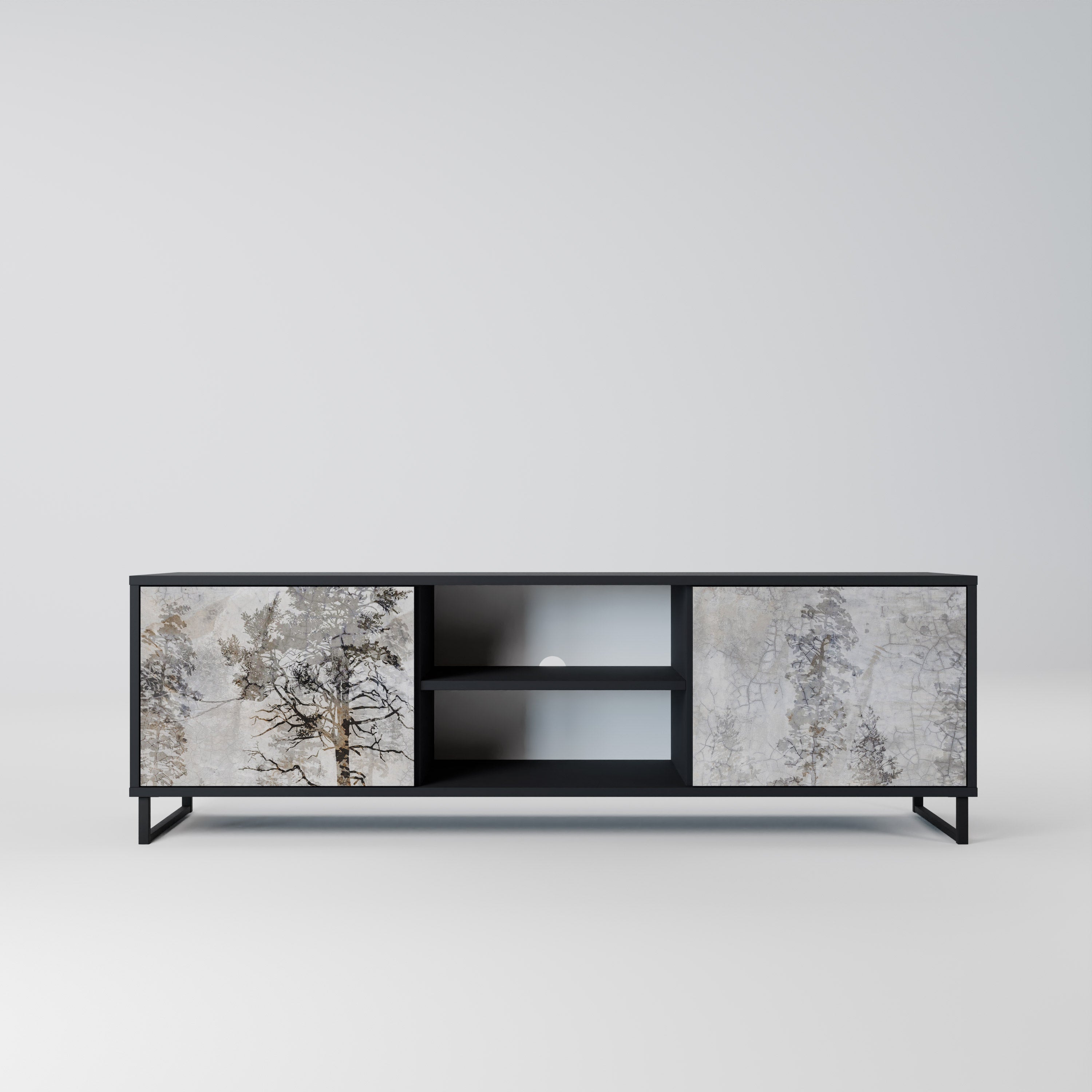 FADE IN THE TREES TV-Lowboard mit 2 Türen in Schwarz