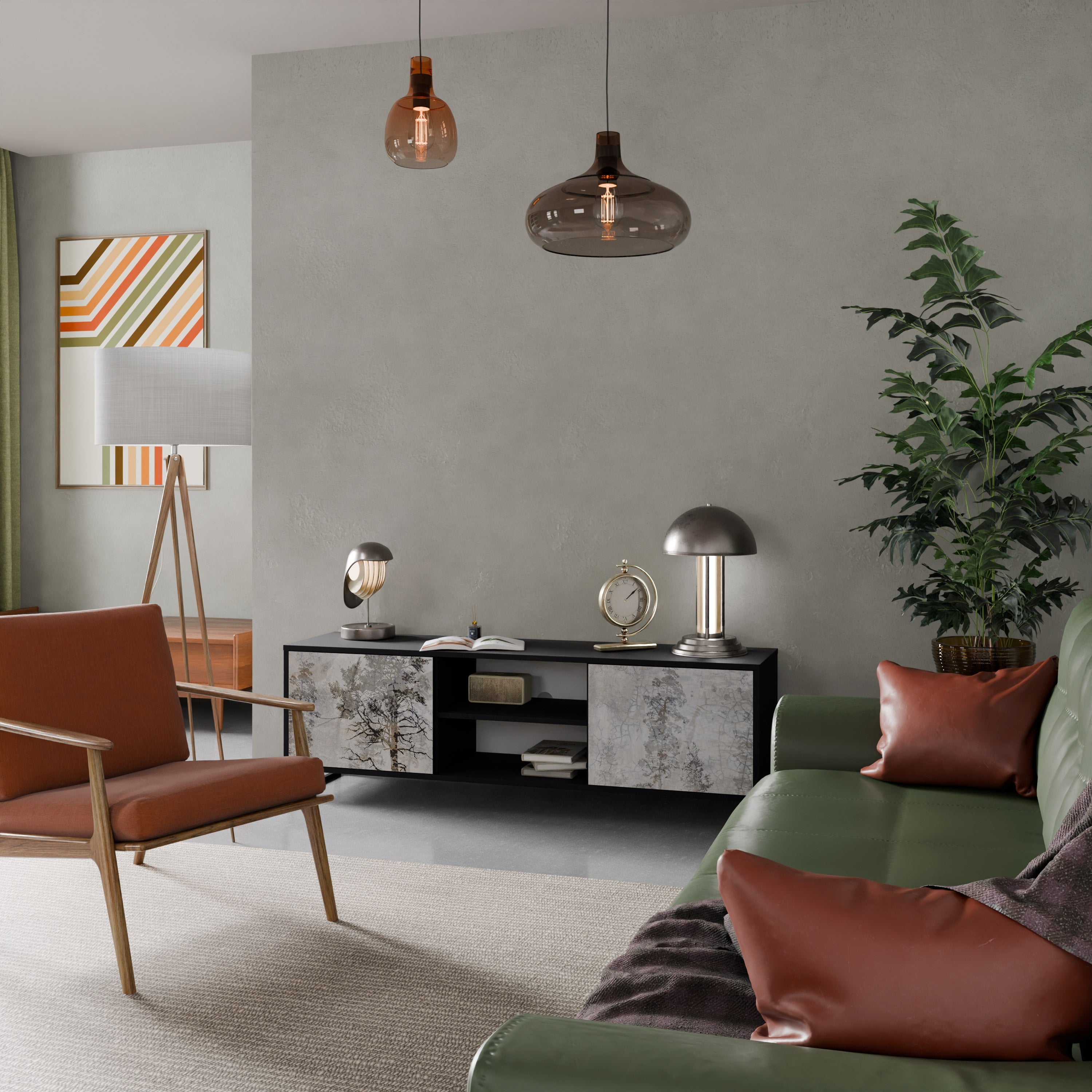 FADE IN THE TREES TV-Lowboard mit 2 Türen in Schwarz