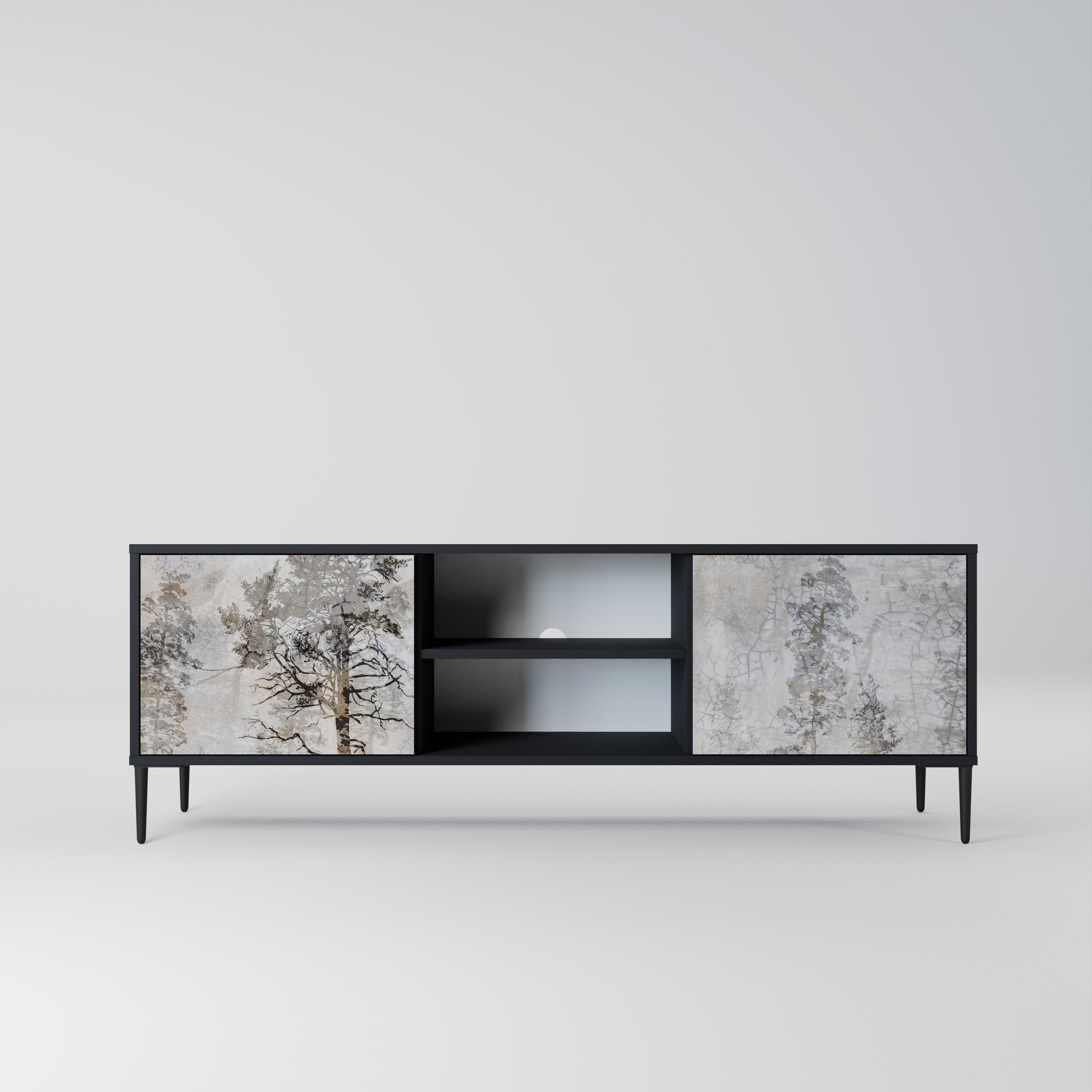 FADE IN THE TREES TV-Lowboard mit 2 Türen in Schwarz