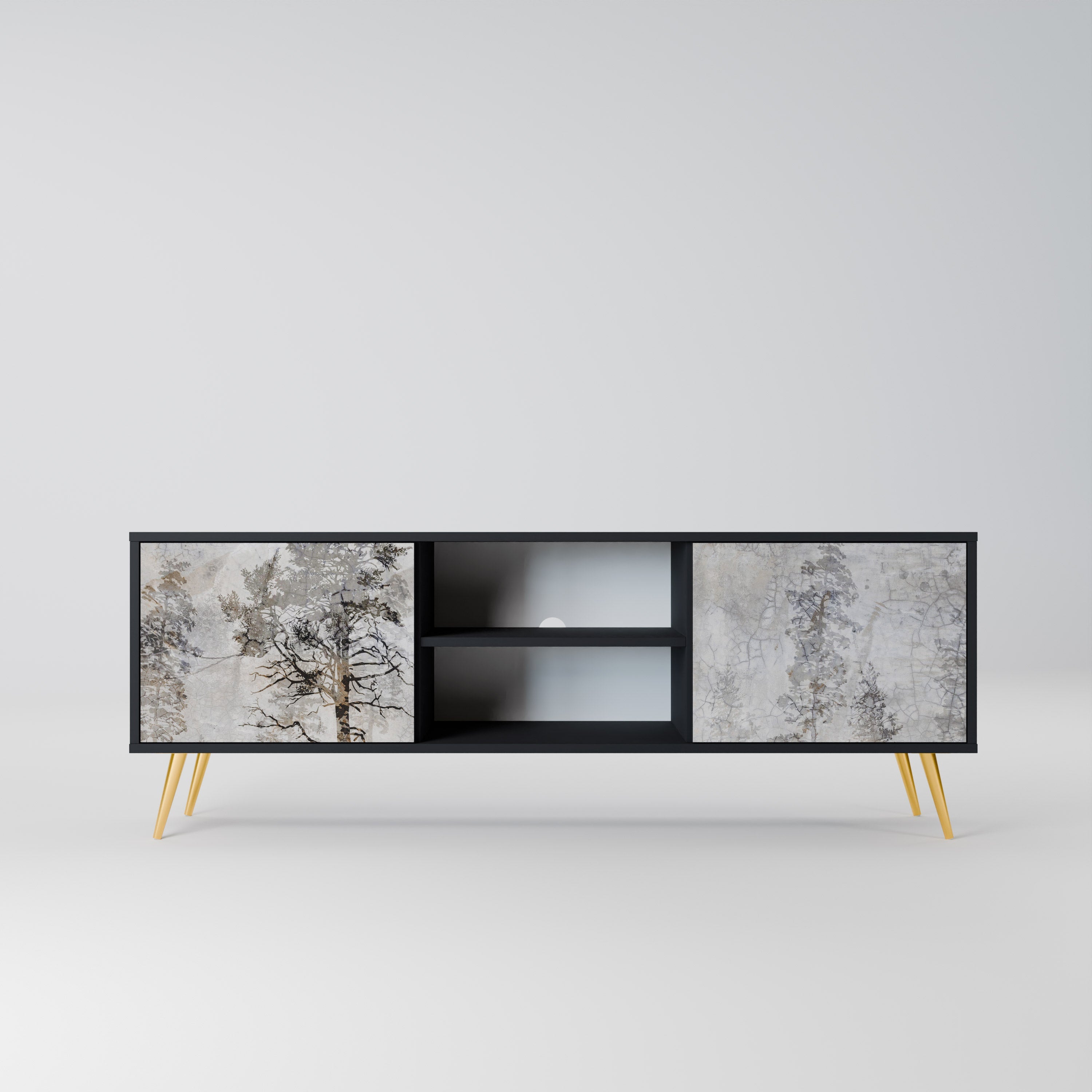 FADE IN THE TREES TV-Lowboard mit 2 Türen in Schwarz