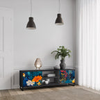 MIDNIGHT BLOSSOM TV-Lowboard mit 2 Türen in Schwarz