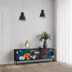 MIDNIGHT BLOSSOM TV-Lowboard mit 2 Türen in Schwarz