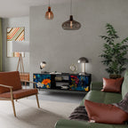 MIDNIGHT BLOSSOM TV-Lowboard mit 2 Türen in Schwarz