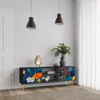 MIDNIGHT BLOSSOM TV-Lowboard mit 2 Türen in Schwarz