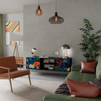 MIDNIGHT BLOSSOM TV-Lowboard mit 2 Türen in Schwarz