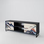 JAPANESE LANDSCAPE 2-Door TV Stand in Black Finish