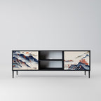 JAPANESE LANDSCAPE 2-Door TV Stand in Black Finish