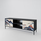 JAPANESE LANDSCAPE 2-Door TV Stand in Black Finish