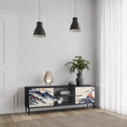 JAPANESE LANDSCAPE 2-Door TV Stand in Black Finish