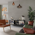 JAPANESE LANDSCAPE 2-Door TV Stand in Black Finish