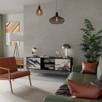 JAPANESE LANDSCAPE 2-Door TV Stand in Black Finish