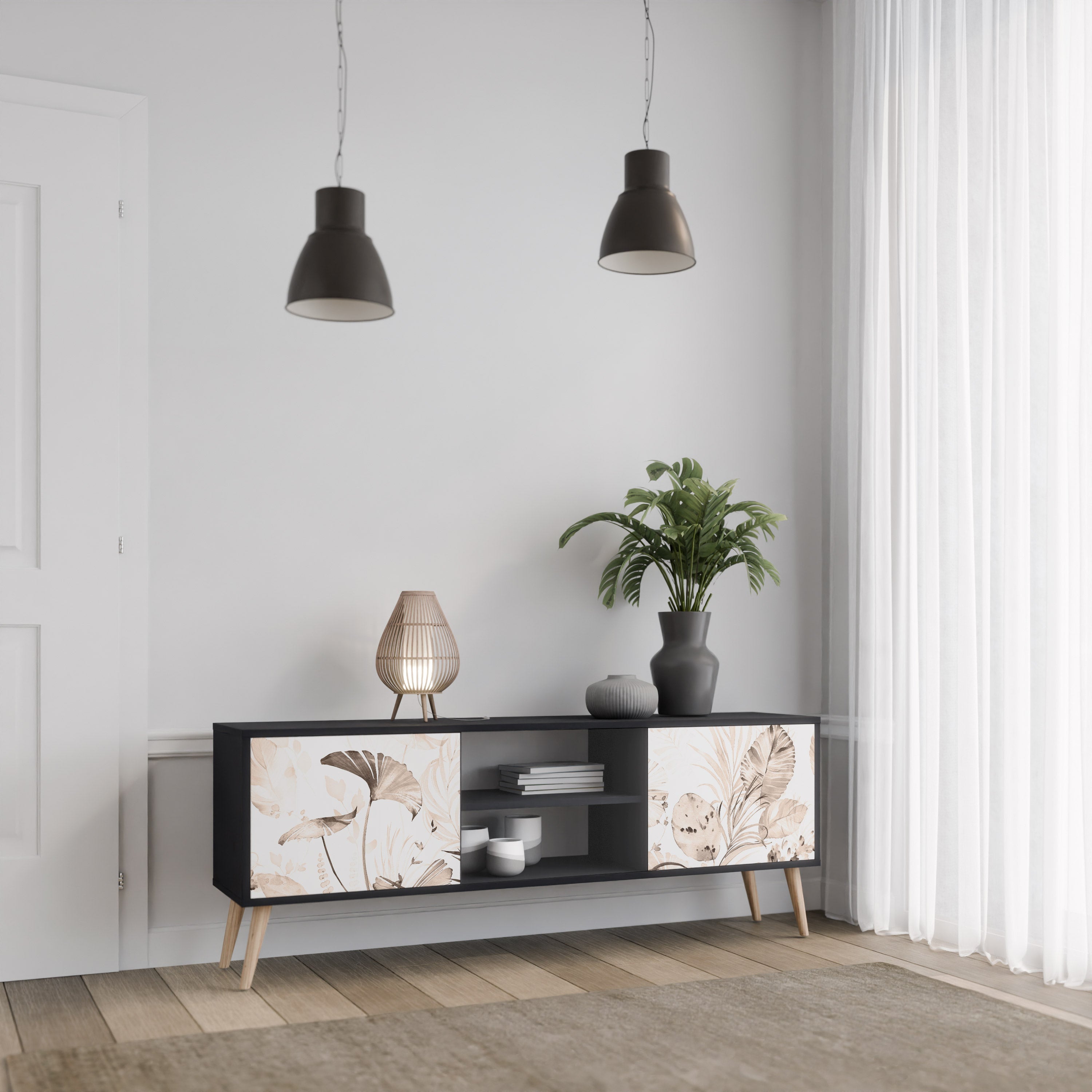 WILD TENDERNESS TV-Lowboard mit 2 Türen in Schwarz