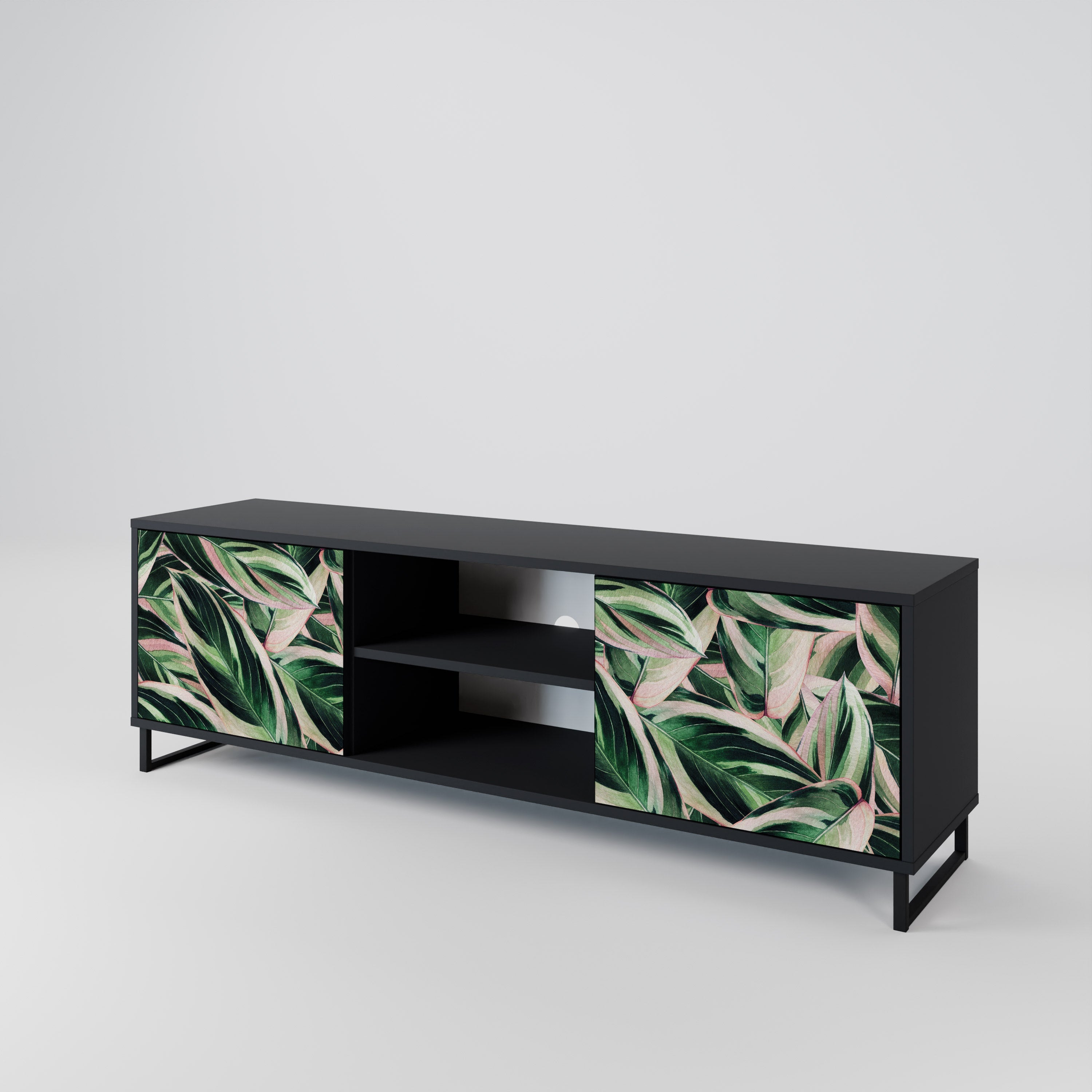 EERIE STROMANTHE 2-Door TV Stand in Black Finish