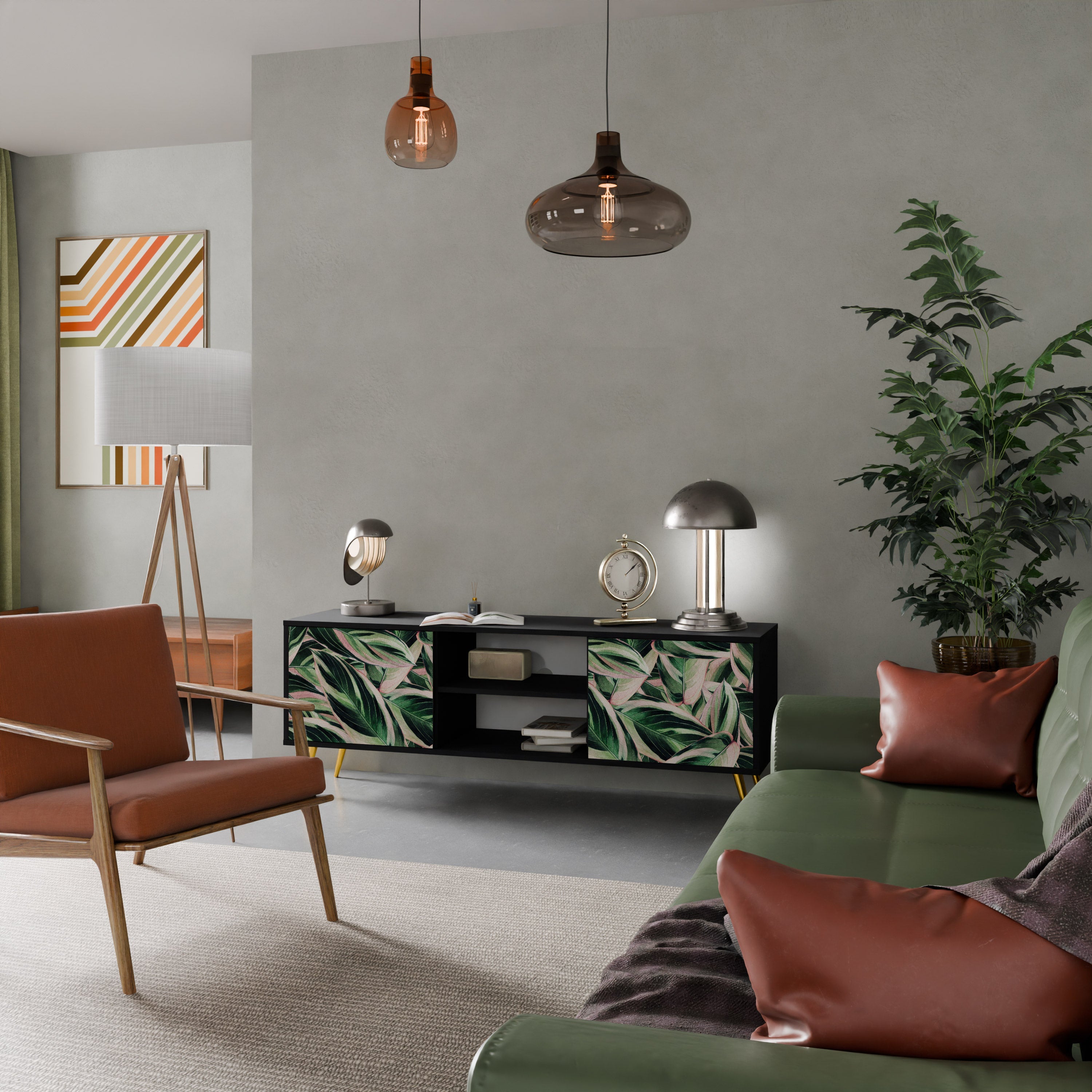 EERIE STROMANTHE 2-Door TV Stand in Black Finish